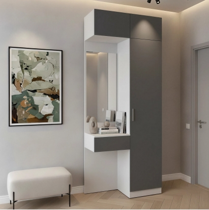 Набор мебели для прихожей "Марсель-203" МР 01-203 В2490 Ш1000 Г420 (ЛДСП Графит серый) Набор мебели для прихожей "Марсель-203" МР 01-203 В2490 Ш1000 Г420 (ЛДСП Графит серый)